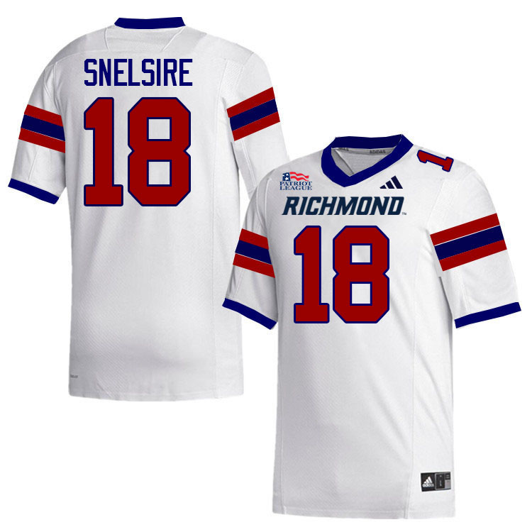 Richmond Spiders #18 Ashten Snelsire College Football Jerseys,Uniforms-White